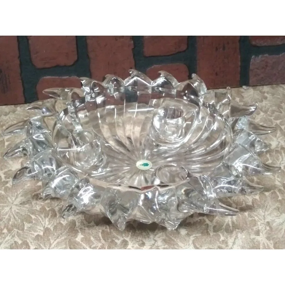 Partylite Candle holder Sun-burst Lead Crystal Made in Germany clear glass 9.5" - Picture 4 of 7
